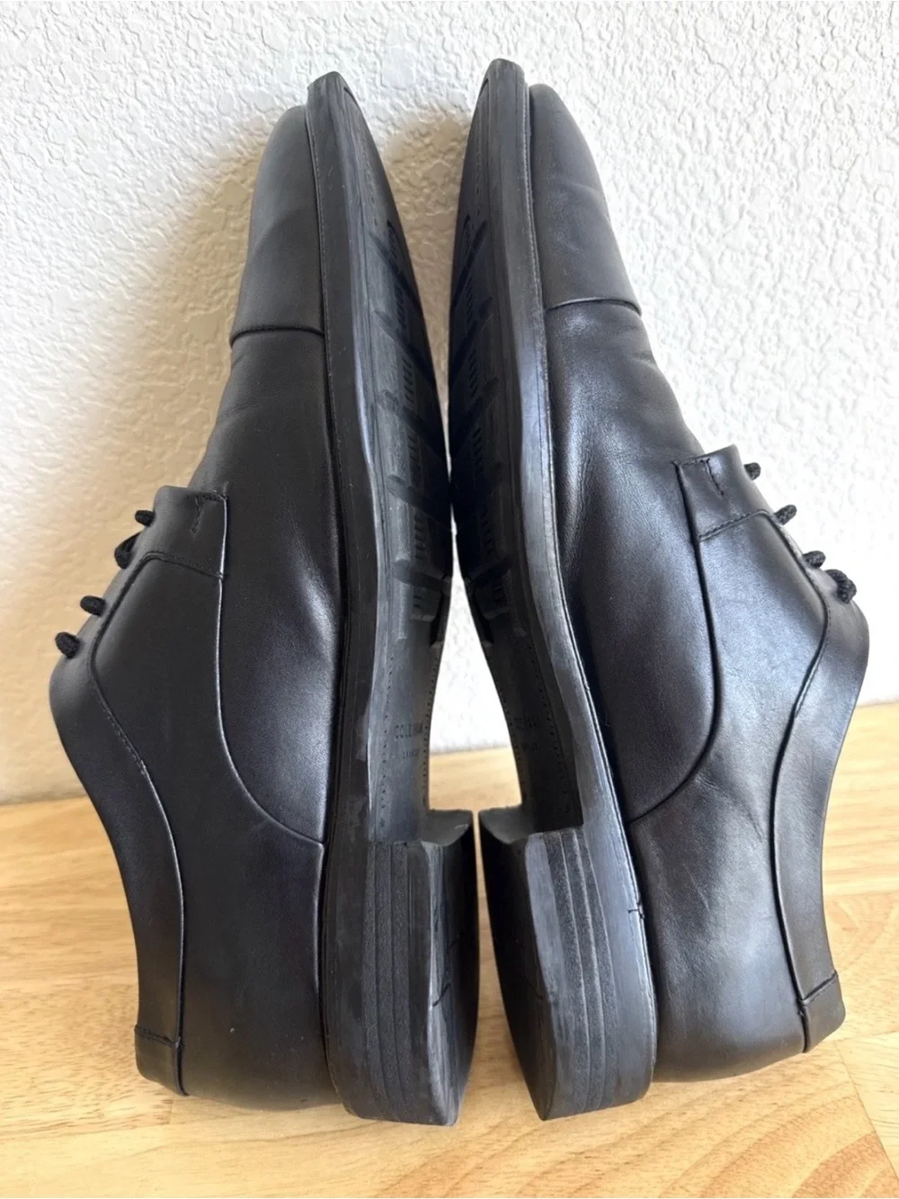 Cole Haan Black Leather Cap-Toe Derby Shoes